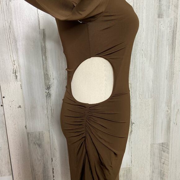 NWT Ronny Kobo Lana Dress Brown One Shoulder Asymmetrical Mini Party Size XS - Picture 6 of 13